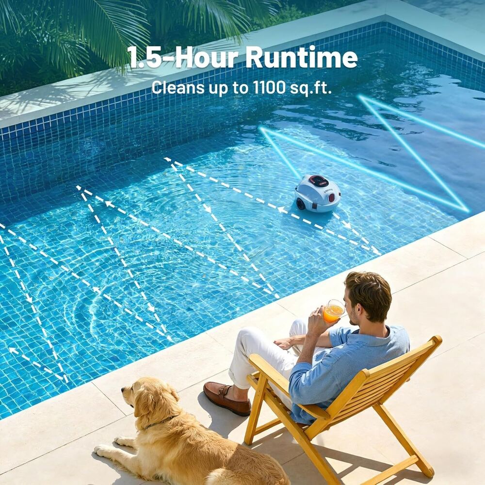 VONKO P10 Cordless Robotic Pool Cleaner, Above Ground Pool & Flat Inground Pool - Picture 7 of 8